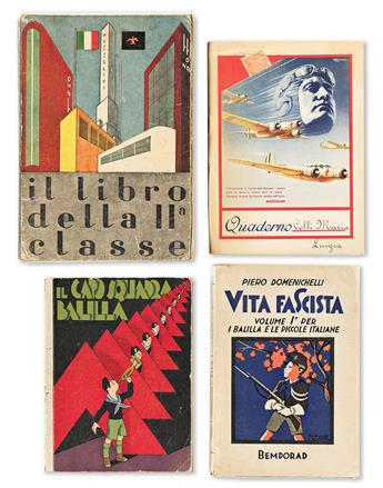 VARIOUS ARTISTS.  OPERA NAZIONALE BALILLA / [FASCIST YOUTH ORGANIZATION]. Group of approximately 46 journals, school books, & ephemera.